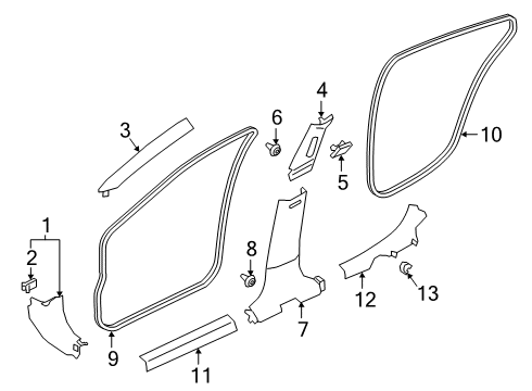 Interior Trim - Pillars GARNISH Assembly-Front Pillar, RH Diagram for 769116CA0A