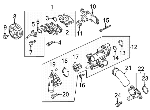 2022 Ford F-150 Water Pump PUMP ASY - WATER Diagram for ML3Z8501B