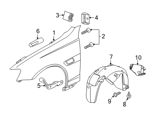 2013 Chevrolet Caprice Fender & Components Fender Liner Diagram for 92268803