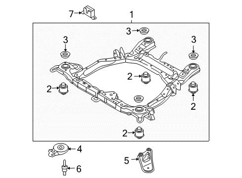 2009 Hyundai Veracruz Suspension Mounting - Front Stay LH Diagram for 624872B000