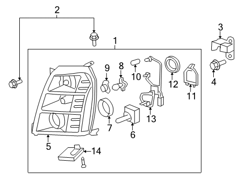 2009 Cadillac Escalade Headlamps HEADLAMP Diagram for 25897648