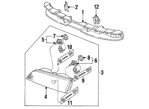 1997 Mercury Cougar Bulbs Composite Assembly Diagram for F6SZ13008BJ