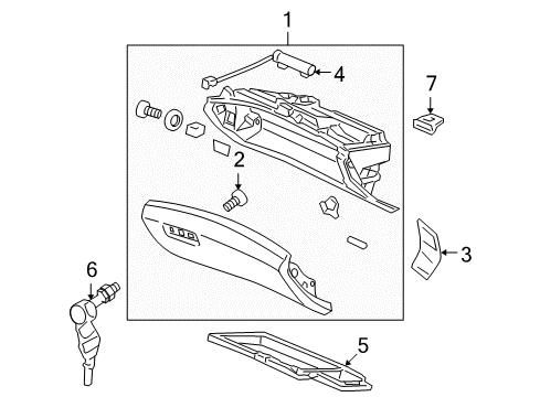 2007 Acura RL Glove Box Damper Diagram for 77530SJAA02