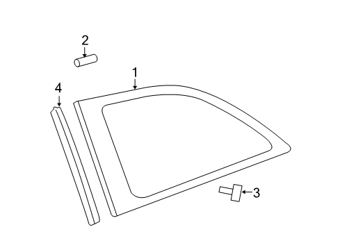 2009 Toyota Yaris Quarter Panel - Glass & Hardware Quarter Glass Diagram for 6271252290