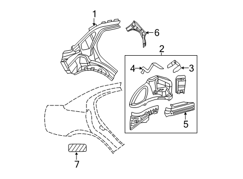 2006 Dodge Charger Inner Structure - Quarter Panel Panel-Rear WHEELHOUSE Diagram for 4780916AF