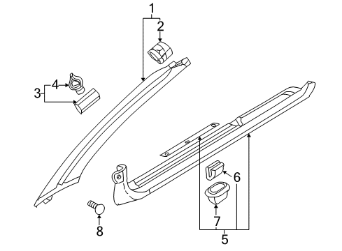2005 Chrysler Sebring Interior Trim - Pillars, Rocker & Floor Cover-Front Diagram for MR641708