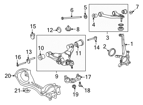 2011 Toyota Land Cruiser Front Suspension Components, Lower Control Arm, Upper Control Arm, Ride Control, Stabilizer Bar Knuckle Diagram for 4321260190