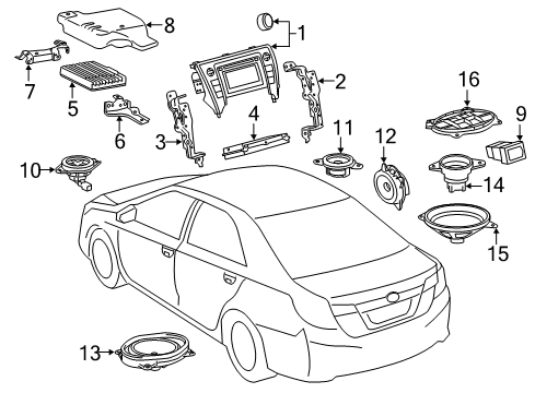 2016 Toyota Camry Sound System Package Tray Speaker Diagram for 861600WU90