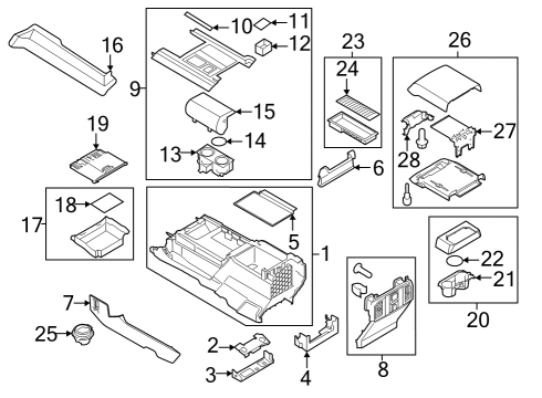 Console Insert Diagram for FL3Z15043C36AA
