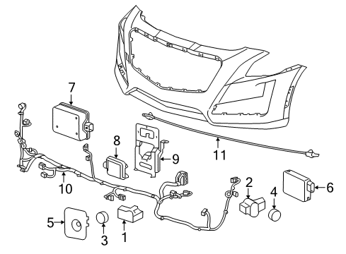 2018 Cadillac CT6 Electrical Components - Front Bumper Radiator Sensor Diagram for 84132388