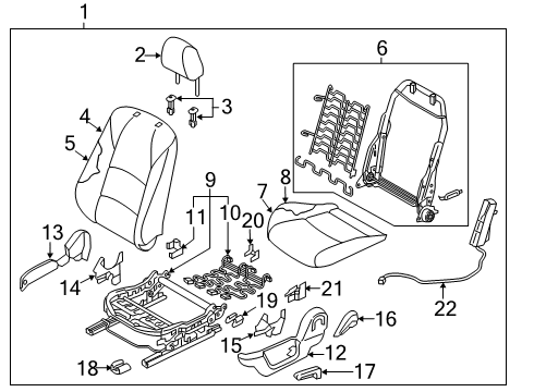 2019 Toyota Yaris Driver Seat Components Headrest Guide Diagram for 71930WB001