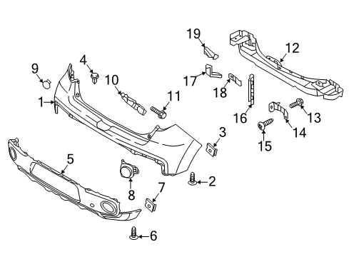 2018 Kia Soul Rear Bumper Rear Bumper Lower Cover Diagram for 86612B2530