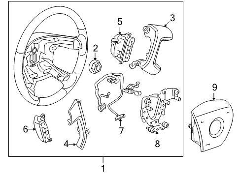 2007 GMC Sierra 3500 HD Steering Column & Wheel, Steering Gear & Linkage, Shroud, Switches & Levers Cruise Switch Diagram for 15824113