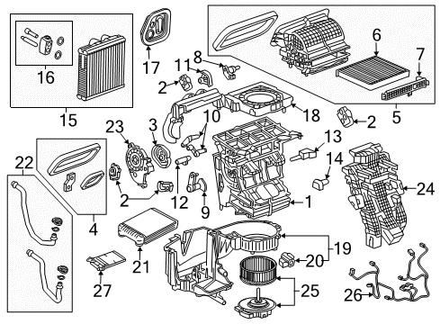2018 Chevrolet Traverse A/C Evaporator & Heater Components Lever Diagram for 84081091