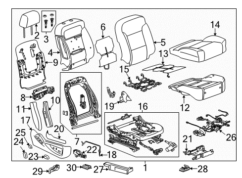 2017 Chevrolet Silverado 1500 Passenger Seat Components Seat Back Frame Diagram for 13511673