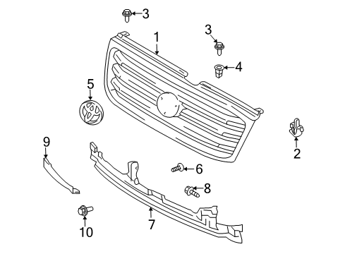 2000 Toyota Land Cruiser Grille & Components Emblem Diagram for 7531160090
