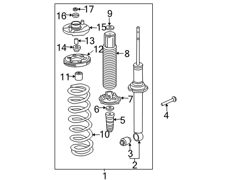2007 Honda Accord Struts & Components - Rear Shock Absorber Assembly, Rear Diagram for 52610SDBA15