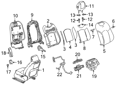 2016 Cadillac CT6 Passenger Seat Components Recliner Bolt Diagram for 11547008