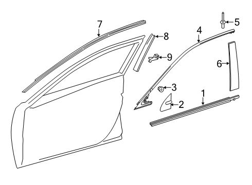 2022 Lexus ES250 Exterior Trim - Front Door MOULDING Sub-Assembly, F Diagram for 7507206080