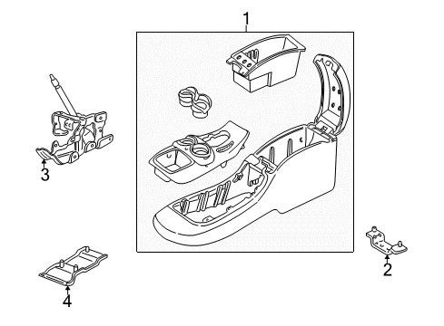 1998 Oldsmobile Bravada Center Console Console Asm, Front Floor *Graphite Diagram for 15006663