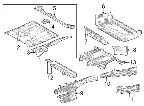 2022 Toyota Sienna Rear Floor & Rails Floor Pan Diagram for 5811408030