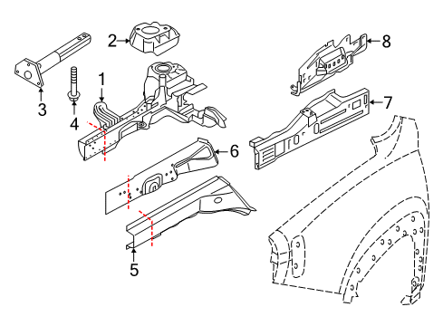 2016 Jeep Renegade Rails & Components Rail-Frame Side Diagram for 68246313AA