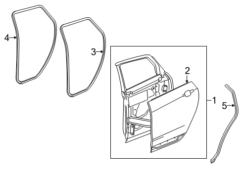 2020 Cadillac XT5 Rear Door Door Weatherstrip Diagram for 84228134
