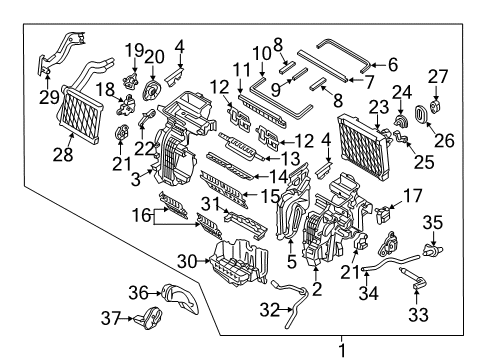 2018 Hyundai Elantra Air Conditioner Insulation-Evaporator, Lower Diagram for 97258F2000