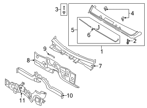 2019 Kia K900 Cowl Cover Assy-Cowl Top Diagram for 86150J6000