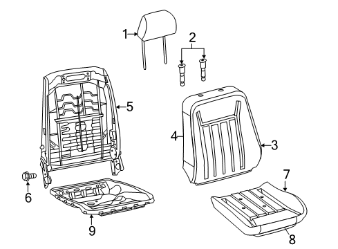 2018 Chrysler 300 Front Seat Components Seat Cushion Foam Diagram for 68104552AA