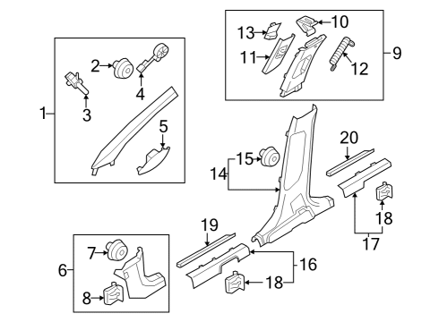 Interior Trim - Pillars CLIP-TRIM MTG Diagram for 85858T6000