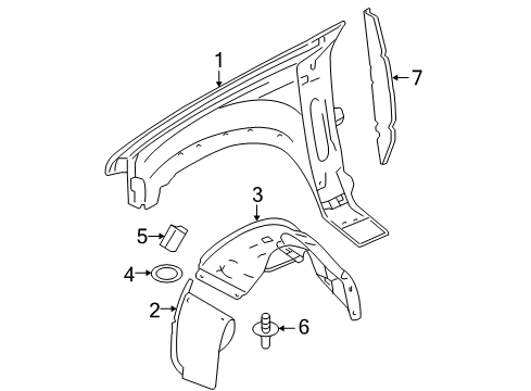 2007 Ford Explorer Fender & Components Mud Guard Pin Diagram for W705589S0