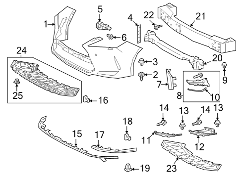 2022 Lexus RX350 Bumper & Components - Front Reinforcement Sub-As Diagram for 5202148070
