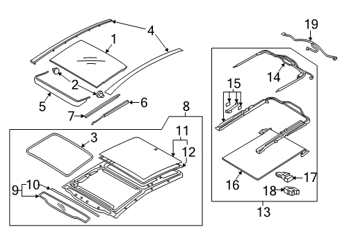 2018 Kia Optima Sunroof Roller Blind Assembly-Panoramaroof Diagram for 81660D4000BGA