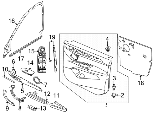 2021 BMW X1 Interior Trim - Front Door Armrest, Left Diagram for 51417417529