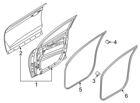 2016 Hyundai Tucson Front Door Weatherstrip-Front Door Body Side RH Diagram for 82120D3000
