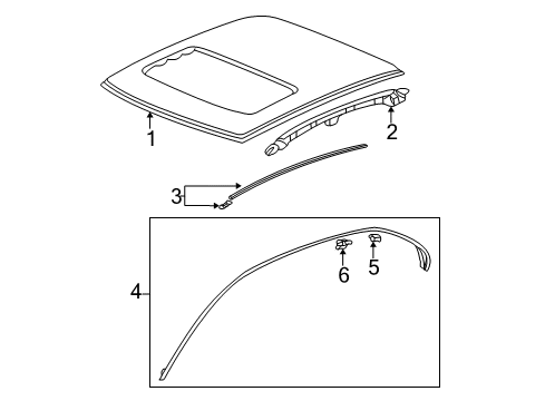 2004 Honda Civic Roof & Components, Exterior Trim Clip A Diagram for 73821S5DA01