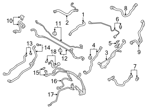 Heater Core & Control Valve LINE EXTERNAL RADIATOR Diagram for 17128654815