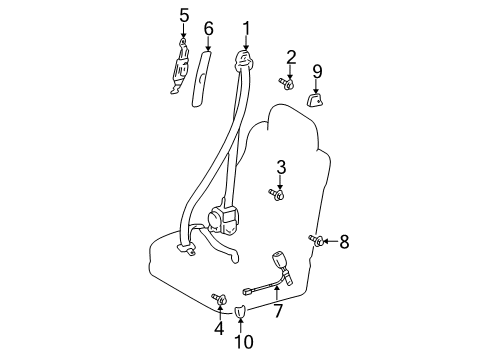 2003 Lexus RX300 Seat Belt Belt & Retractor Diagram for 7335048010C0