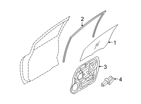 2009 Kia Rondo Rear Door Glass-Front Door Window R Diagram for 824211D000
