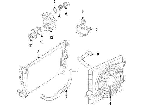 2021 Nissan Rogue Cooling System, Radiator, Water Pump, Cooling Fan Motor & Fan Assy-W/Shroud Diagram for 214816RA0A
