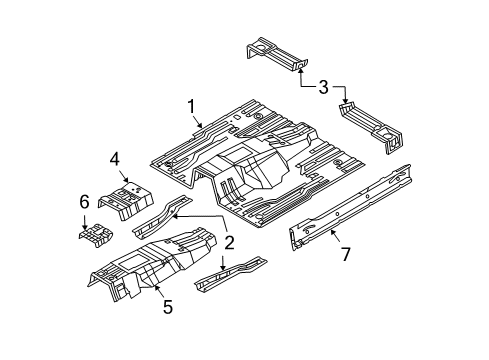 2008 Kia Sorento Floor Tunnel Reinforcement Assembly-L Diagram for 651313E300