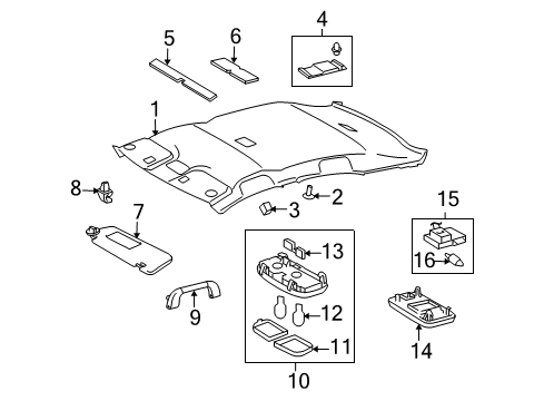 2009 Toyota Matrix Interior Trim - Roof Headliner Pad Diagram for 6335402020