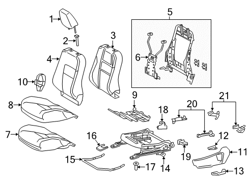 2018 Toyota Corolla iM Driver Seat Components Headrest Diagram for 7191012J30C1