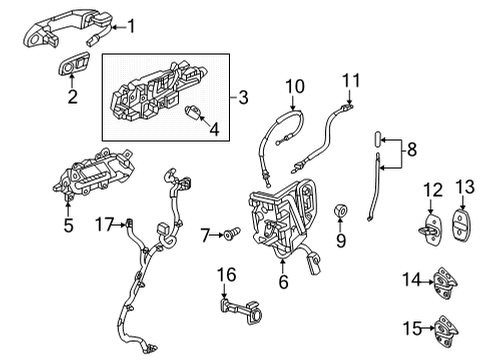 Lock & Hardware Handle, Outside Diagram for 13526766