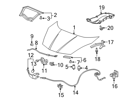 2012 Honda Fit Hood & Components Clip, Engine Hood Insulator Diagram for 91501STK003