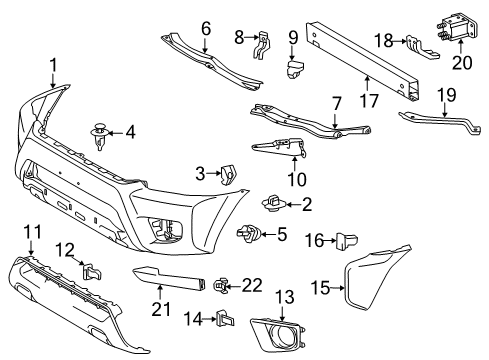 2013 Toyota Tacoma Front Bumper Support Arm Diagram for 5201404010