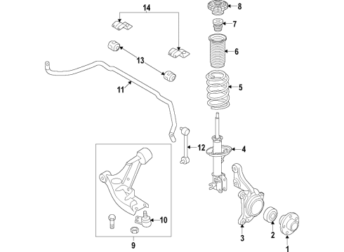 2017 Chevrolet Bolt EV Front Suspension Components, Lower Control Arm, Stabilizer Bar Strut Diagram for 42664166