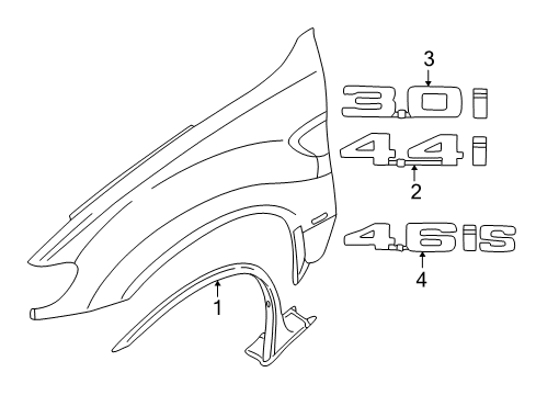 2002 BMW X5 Exterior Trim - Fender Emblem Diagram for 51147008538