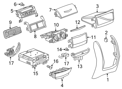 2018 Cadillac CT6 Center Console Quarter Panel Speaker Diagram for 11611222